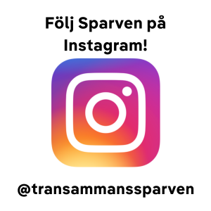 Bild på Instagrams logga med texten "följ Sparven på Instagram @transammanssparven"